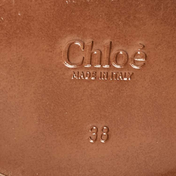 Pre Owned Chloe Brown Leather C Slip On Loafers Size 38