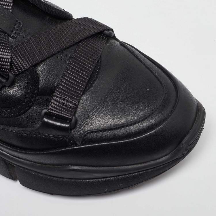 Pre Owned Chloe Black Leather Sonnie Buckle Strap Sneakers Size 39