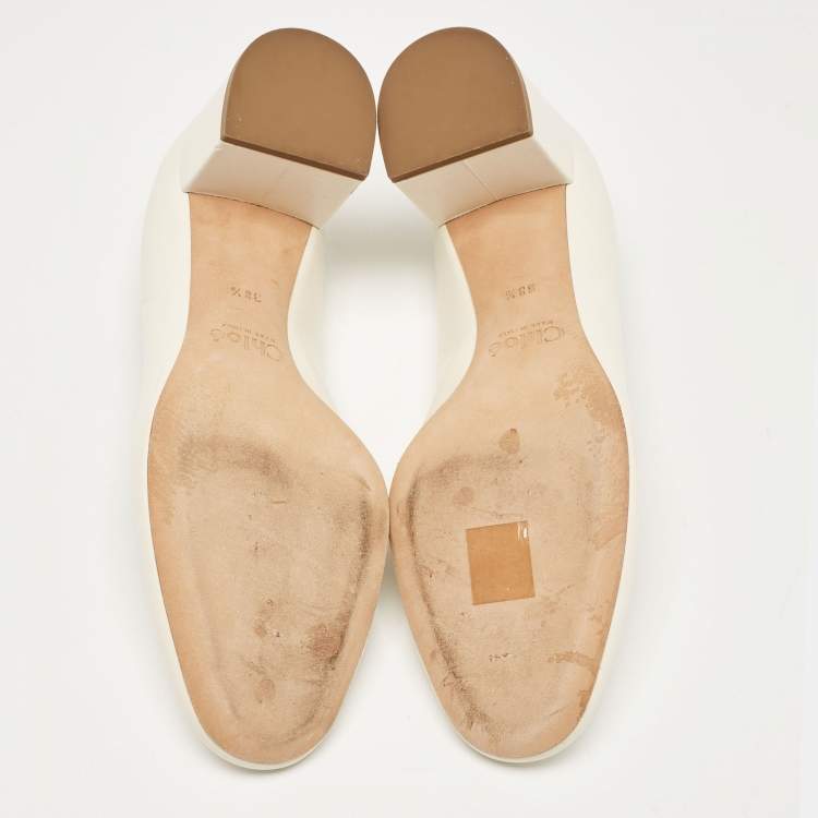 Pre Owned Chloe Off White Leather Scalloped Lauren Pumps Size 38.5