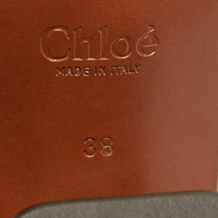 Pre Owned Chloe Brown Leather Slide Sandals Size 38