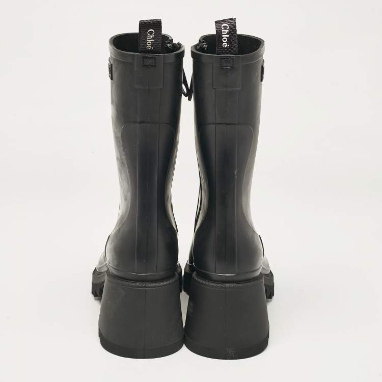 Pre Owned Chloe Black Rubber Betty Rain Boots Size 41