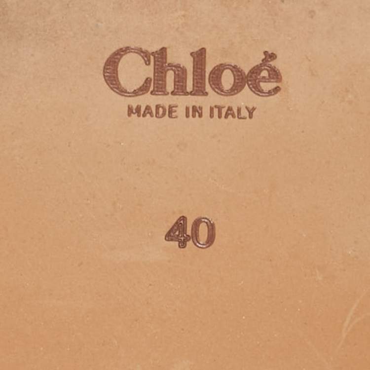 Pre Owned Chloe Brown Logo Canvas Woody Flat Slides Size 40