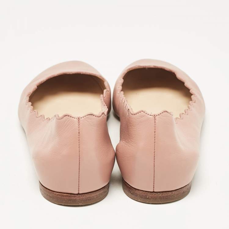 Pre Owned Chloe Pink Scalloped Leather Lauren Ballet Flats Size 36.5