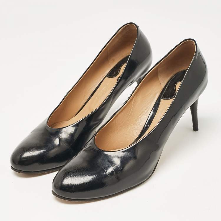 Pre Owned Chloe Black Leather Round Toe Pumps Size 41