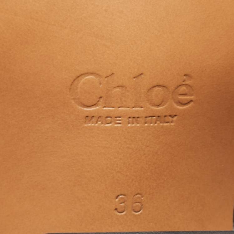 Pre Owned Chloe Black/Brown Python Embossed Leather Rylee Ankle Length Boots Size 36