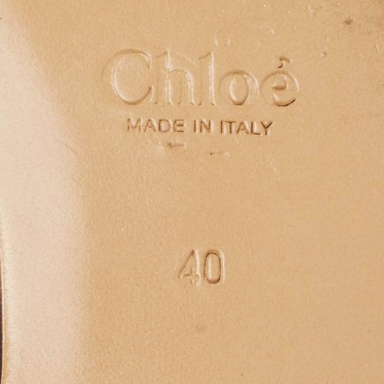 Pre Owned Chloe Burgundy Croc Embossed Leather C Logo Flat Slides Size 40