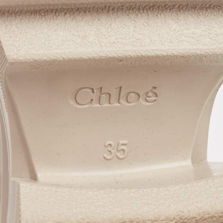 Pre Owned Chloe Cream Rubber Betty Rain Boots Size 35