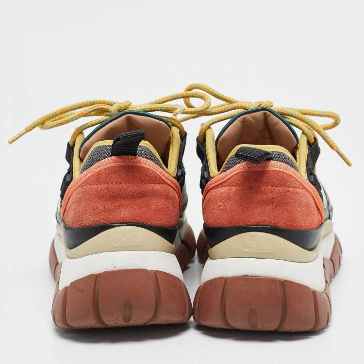 Pre Owned Chloe Multicolor Suede and Fabric Low Up Sneakers Size 38