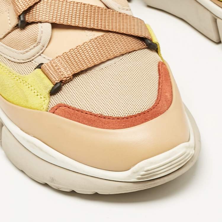 Pre Owned Chloe Multicolor Mesh and Suede Sonnie Sneakers Size 38