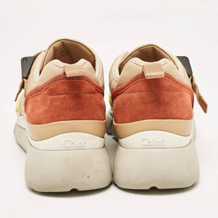 Pre Owned Chloe Multicolor Mesh and Suede Sonnie Sneakers Size 38