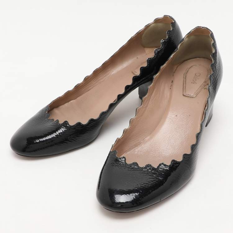 Pre Owned Chloe Black Patent Lauren Pumps Size 36
