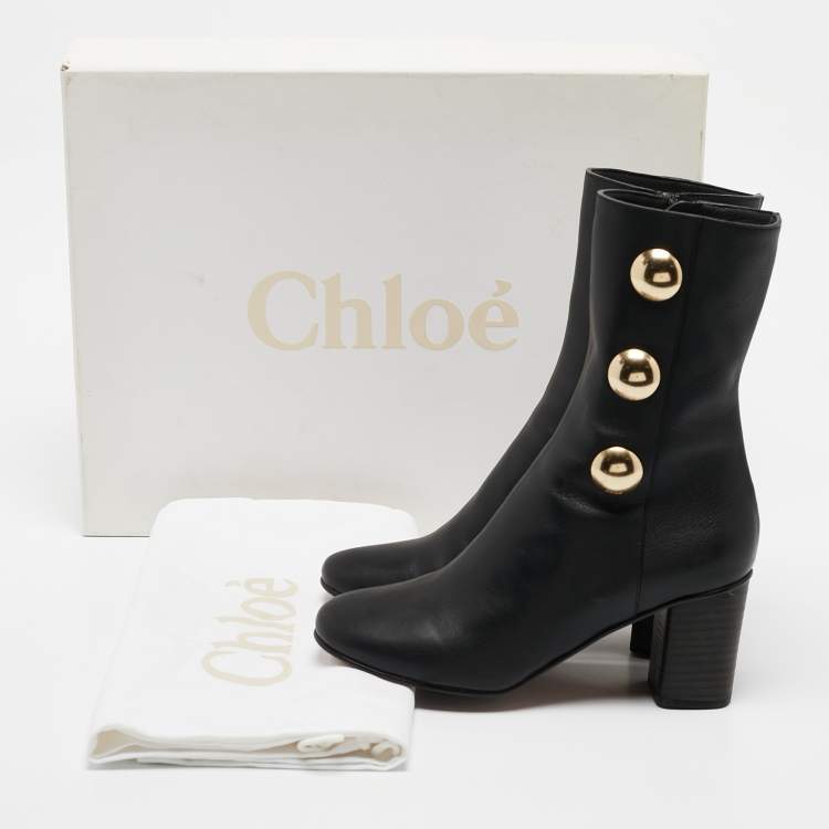 Pre Owned Chloe Black Leather Orlando Ankle Boots Size 35