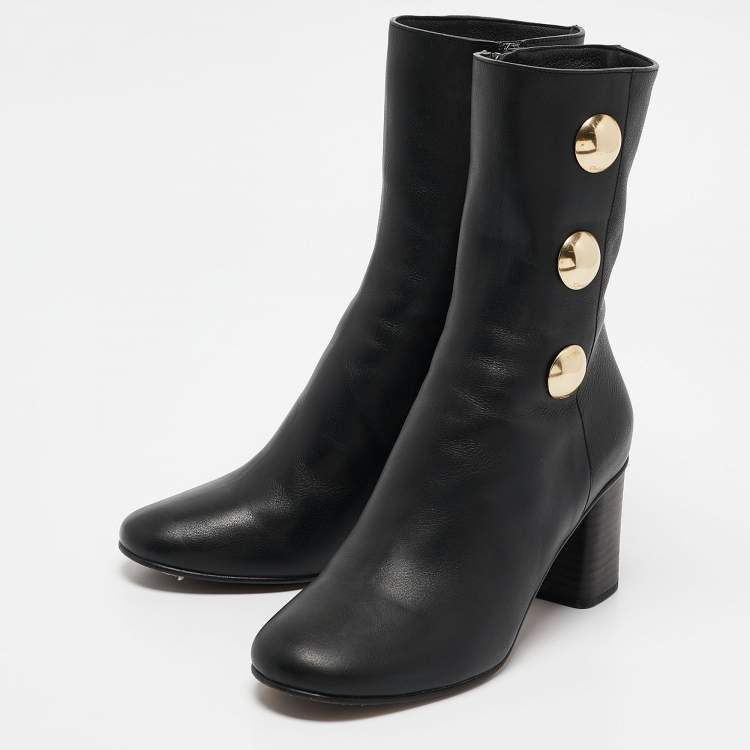 Pre Owned Chloe Black Leather Orlando Ankle Boots Size 35