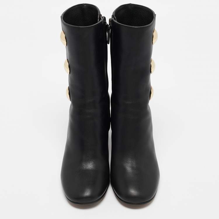 Pre Owned Chloe Black Leather Orlando Ankle Boots Size 35