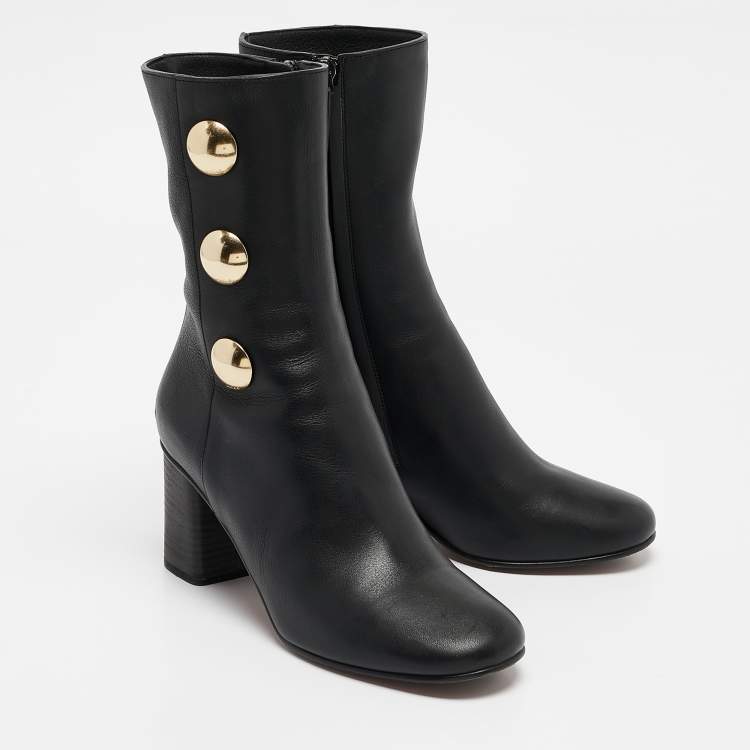 Pre Owned Chloe Black Leather Orlando Ankle Boots Size 35