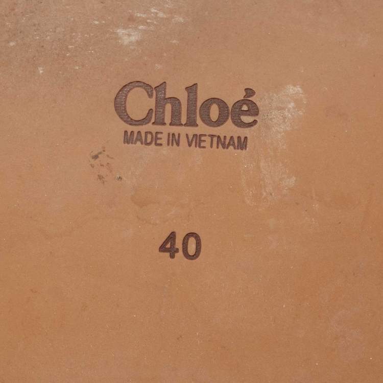 Pre Owned Chloe Orange Logo Canvas Woody Flat Slides Size 40