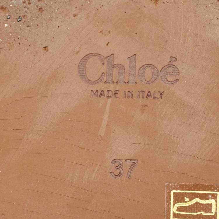 Pre Owned Chloe White Canvas and Shearling Woody Flat Sandals Size 37
