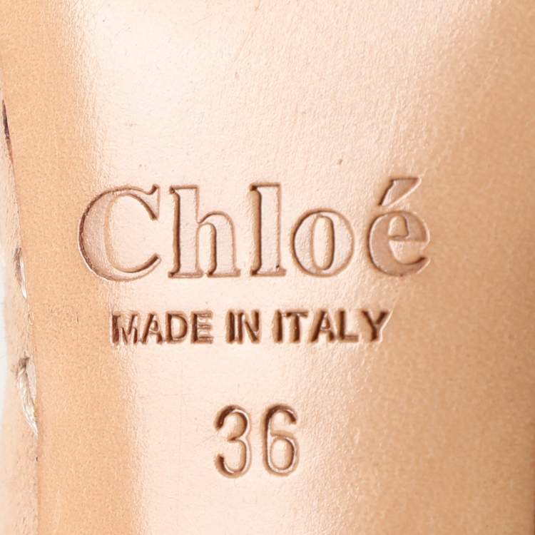 Pre Owned Chloe Beige Woven Fabric and Suede Bow Pumps Size 36