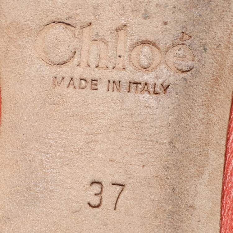 Pre Owned Chloe Orange Leather Laurena Scalloped Ballet Flats Size 37