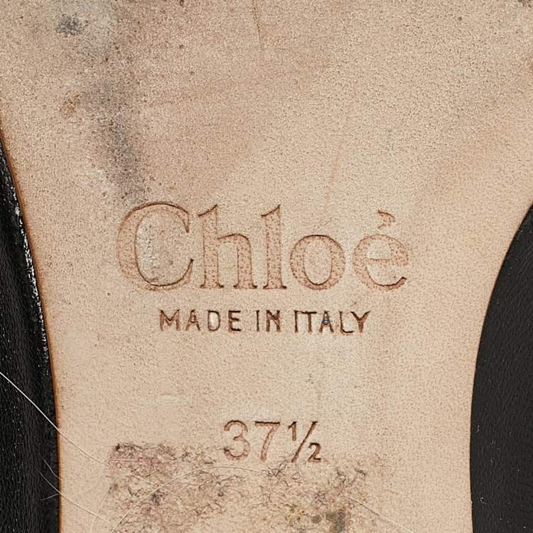 Pre Owned Chloe Black Leather Scallop Lauren Ballet Flats Size 37.5