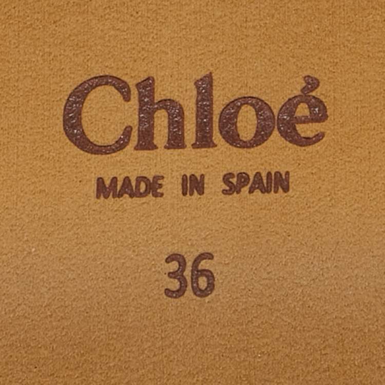 Pre Owned Chloe Black/Brown Leather and Suede Wavy Slide Flats Size 36