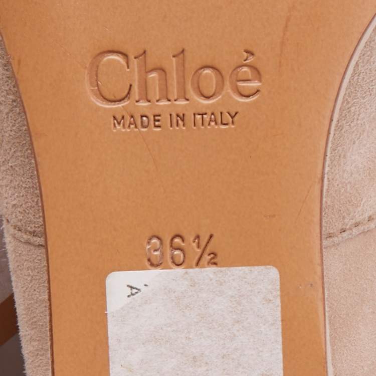 Pre Owned Chloe Beige Suede Gladiator Wedge Ankle Wrap Sandals Size 36.5
