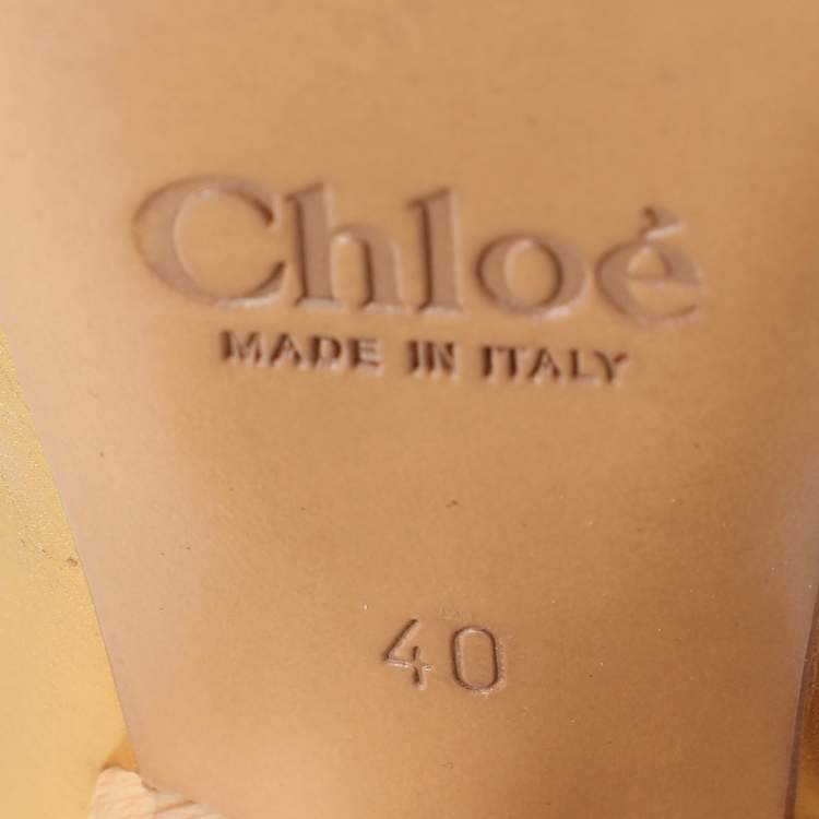 Pre Owned Chloe Gold Leather Ankle Strap Pumps Size 40