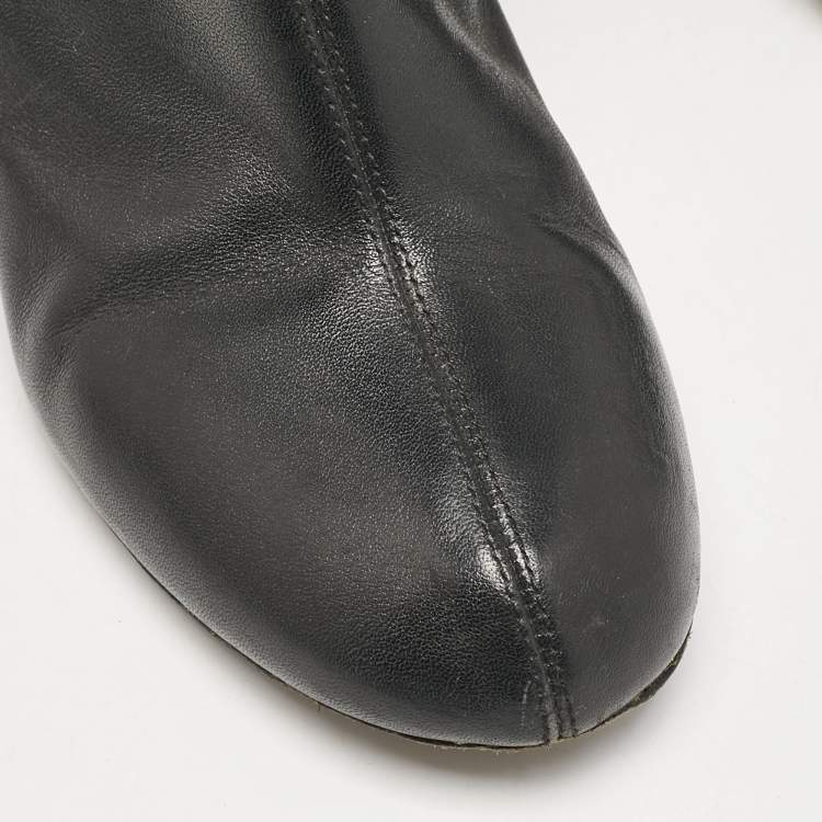 Pre Owned Chloe Black Leather Zip Up Knee Length Boots Size 40