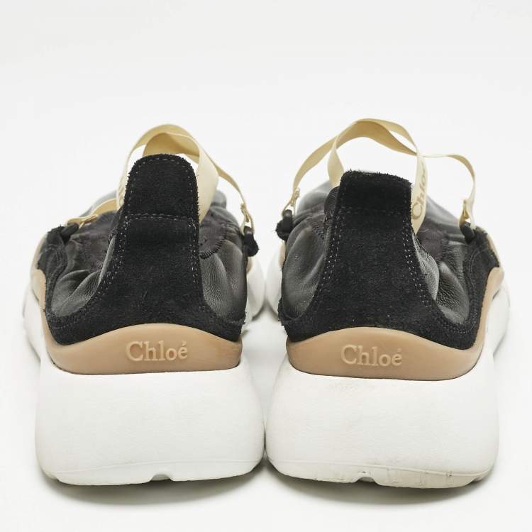 Pre Owned Chloe Black Leather Sonnie Ballerina Sneakers Size 36