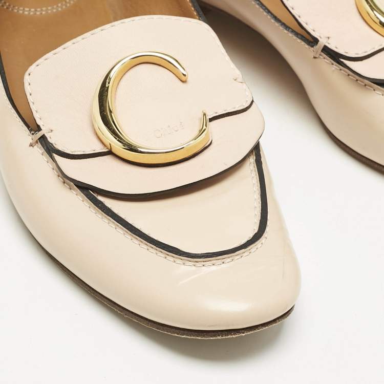 Pre Owned Chloe Beige Leather Convertible Loafers Size 37