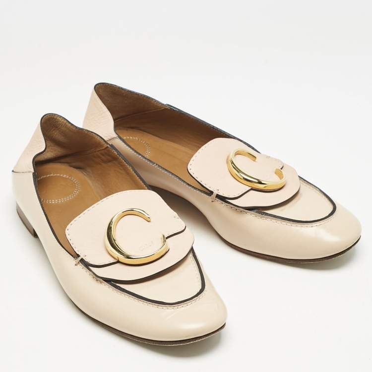 Pre Owned Chloe Beige Leather Convertible Loafers Size 37