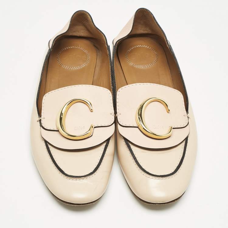 Pre Owned Chloe Beige Leather Convertible Loafers Size 37