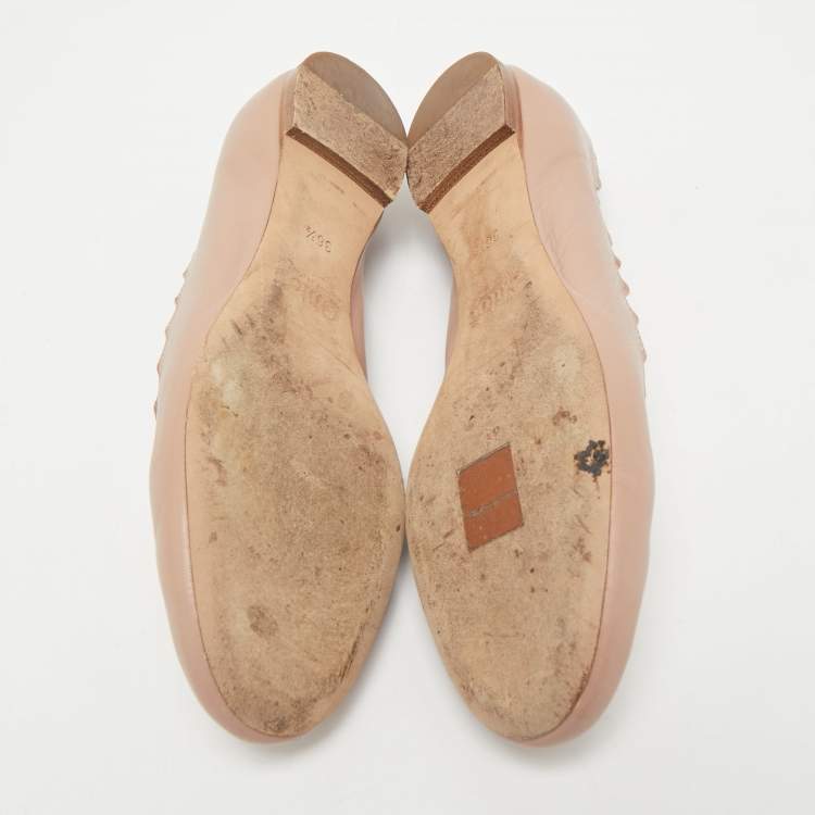 Pre Owned Chloe Dusty Pink Leather Scallop Lauren Ballet Flats Size 36.5