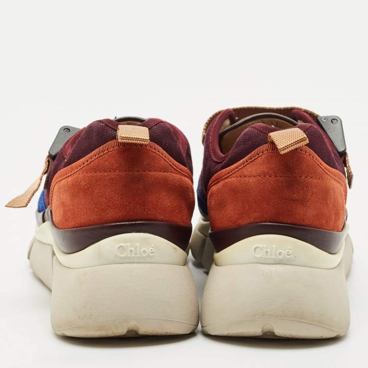 Pre Owned Chloé Multicolor Suede and Mesh Sonnie Sneakers Size 39