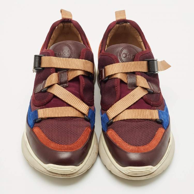 Pre Owned Chloé Multicolor Suede and Mesh Sonnie Sneakers Size 39