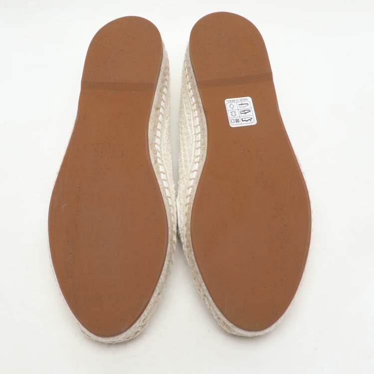 Pre Owned Chloe Off-White Crochet Marcie Espadrille Flats Size 38