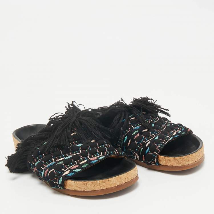 Pre Owned Chloe Multicolor Crochet Wavy Flat Sandals Size 37