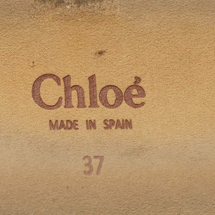 Pre Owned Chloe White Woven Crochet Wavy Flat Slides Size 37