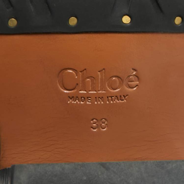 Pre Owned Chloe Black Leather and Fabric  Ankle Boots Size 38