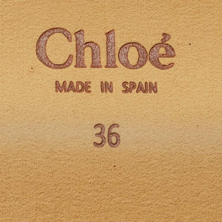 Pre Owned Chloe Brown Braided Leather Kacey Platform Slide Sandals Size 36
