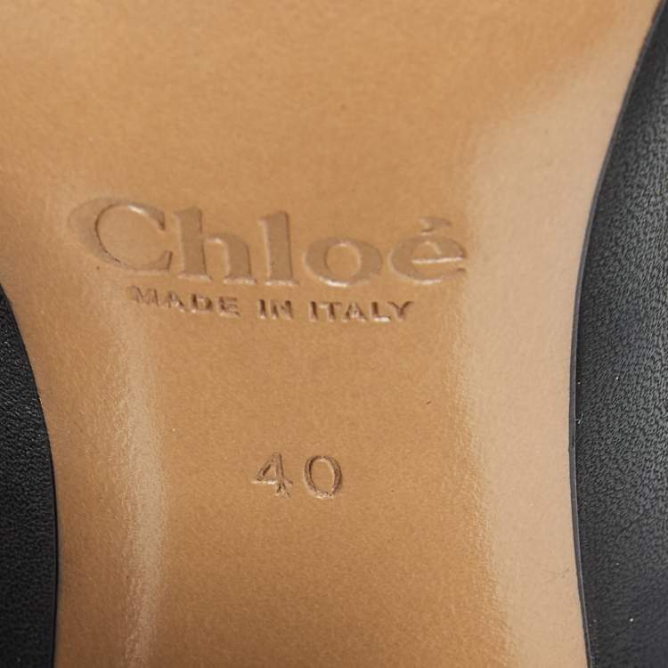 Pre Owned Chloe Black Leather Harper Block Heel Pumps Size 40