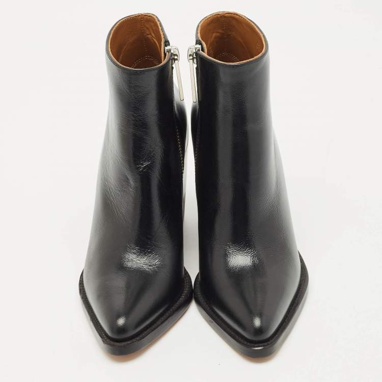 Pre Owned Chloe Black Leather Rylee Ankle Boots Size 34.5