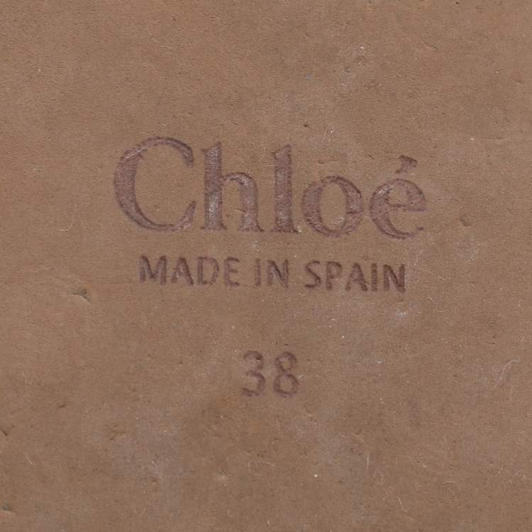 Pre Owned Chloe Black Canvas Logo Print Wedge Espadrilles Platform Slide Sandals Size 38