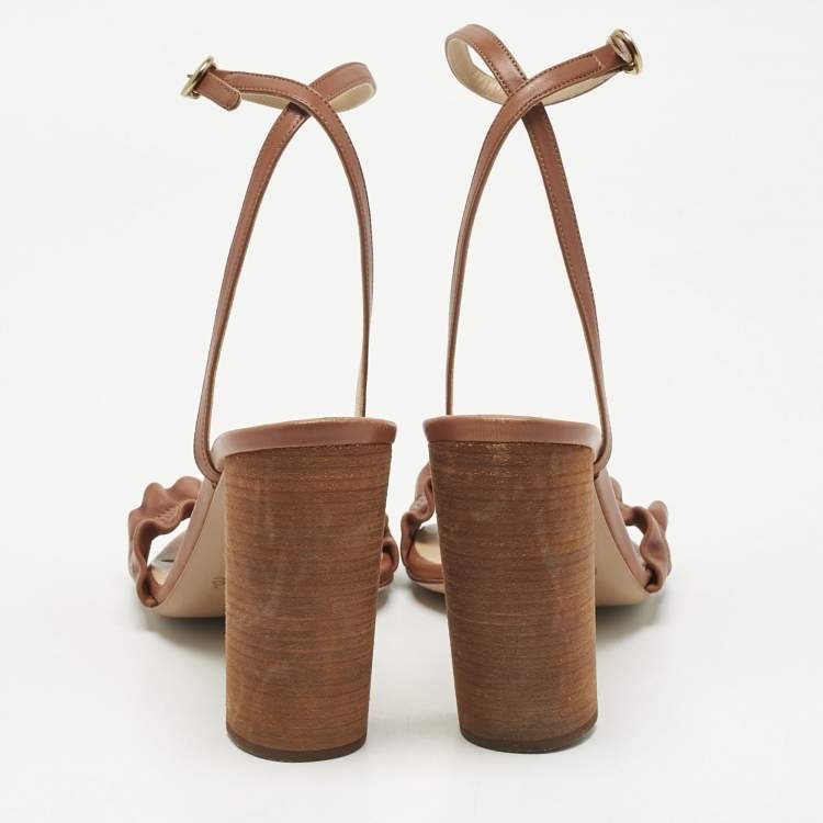 Pre Owned Chloe Brown Leather Delight Ankle Strap Sandals Size 39