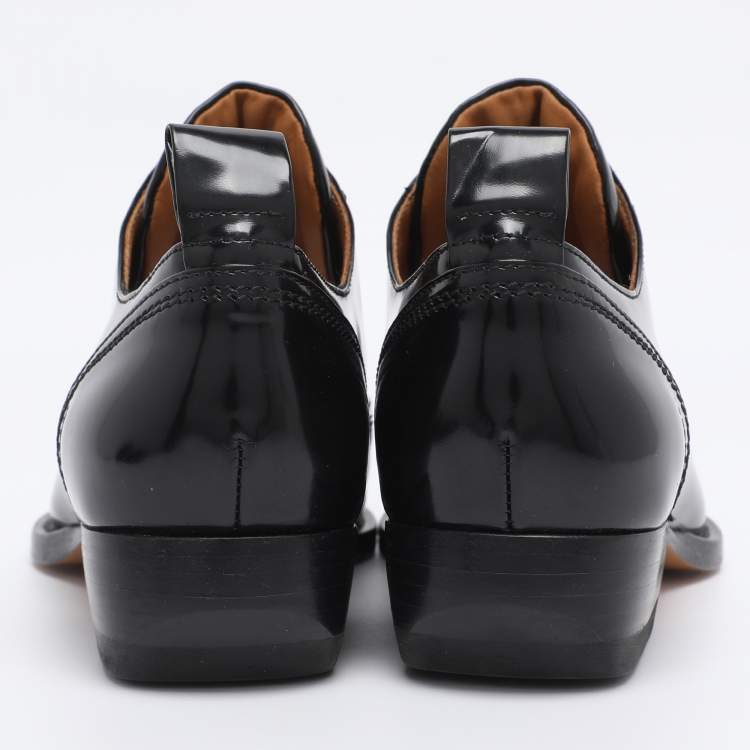 Pre Owned Chloé Black Patent Leather Rylee Zip Up Derby Size 35.5