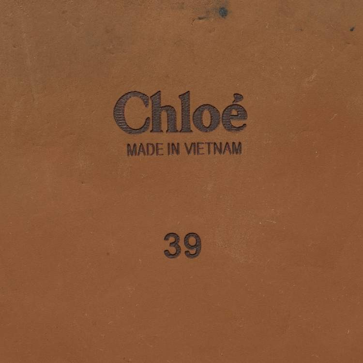 Pre Owned Chloe Cream Canvas Woody Slide Sandals Size 39