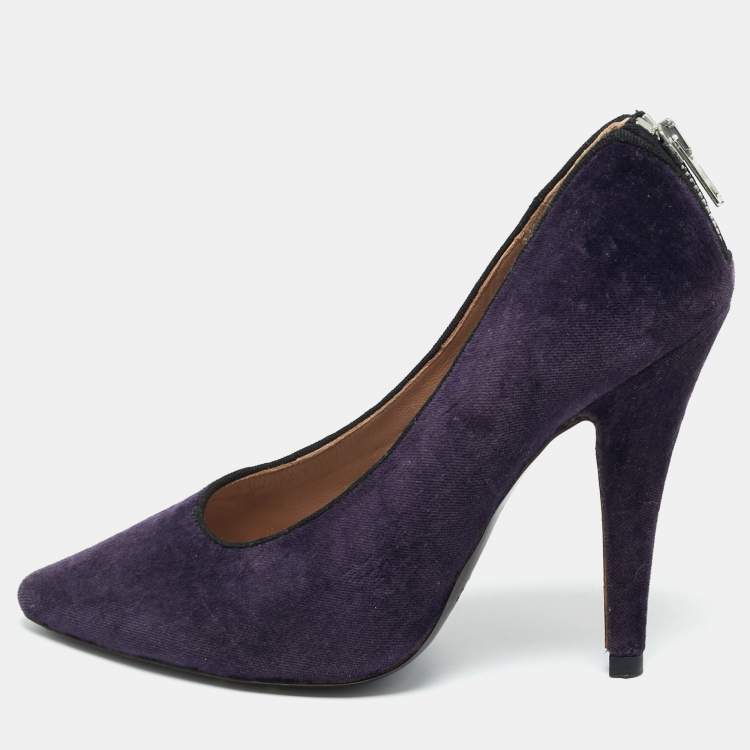 Pre Owned Chloe Purple Velvet Pointed Toe Pumps Size 37