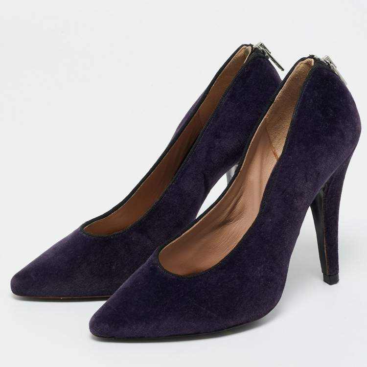Pre Owned Chloe Purple Velvet Pointed Toe Pumps Size 37