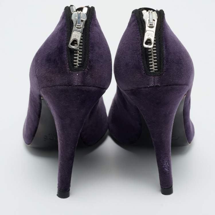 Pre Owned Chloe Purple Velvet Pointed Toe Pumps Size 37
