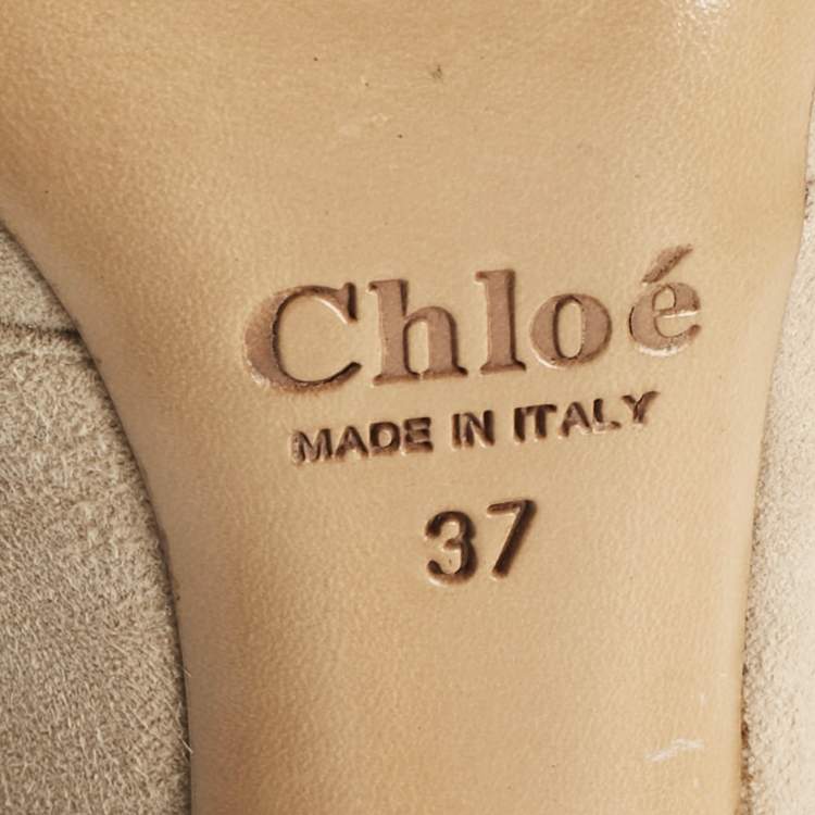 Pre Owned Chloé Cream Suede Mary Jane Pumps Size 37